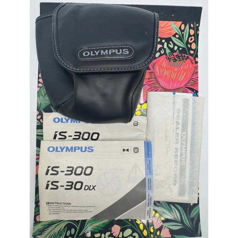 Olympus IS-300 Quartz Date 35mm SLR Film Camera 28-110mm Lens Case Manuals